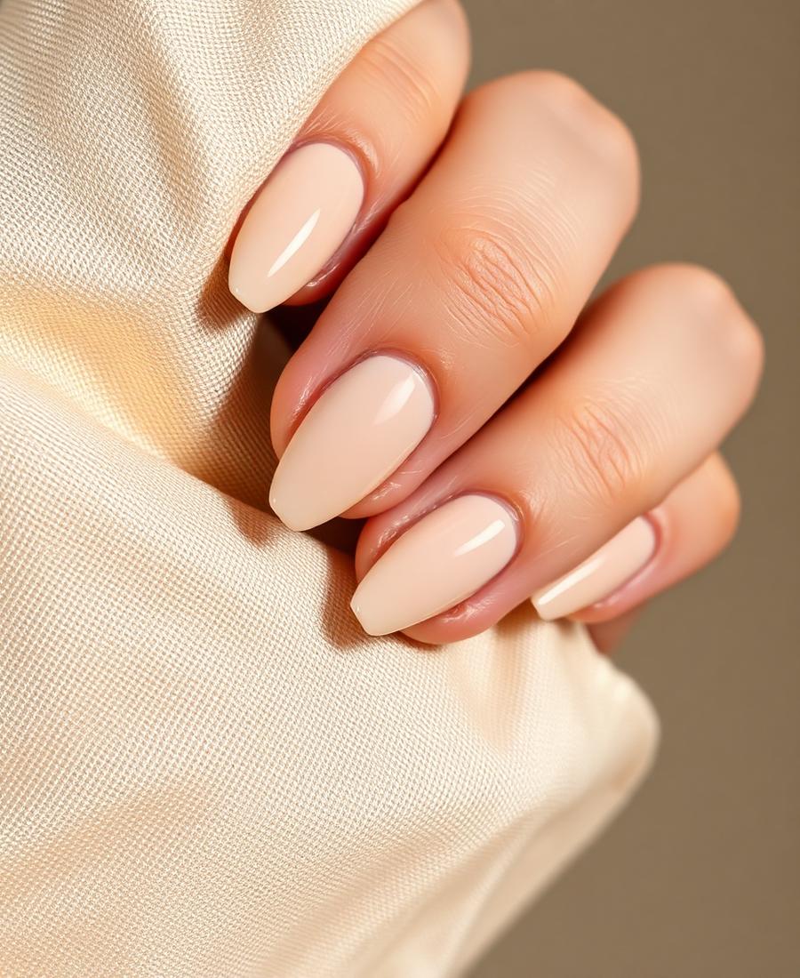 Soft nude almond nails